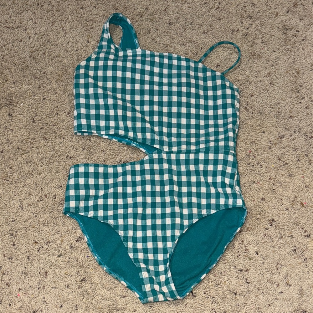 Kids Green Checkered Swimsuit